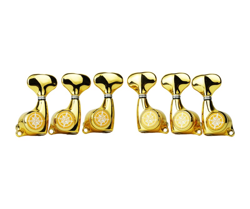 Guyker Guitar Locking Tuners (3L + 3R) - 1:21 Lock String Tuning Key Pegs Machine Head Set Replacement for ST TL SG LP Style Electric, Folk or Acoustic Guitars â€“ Gold - Image 3